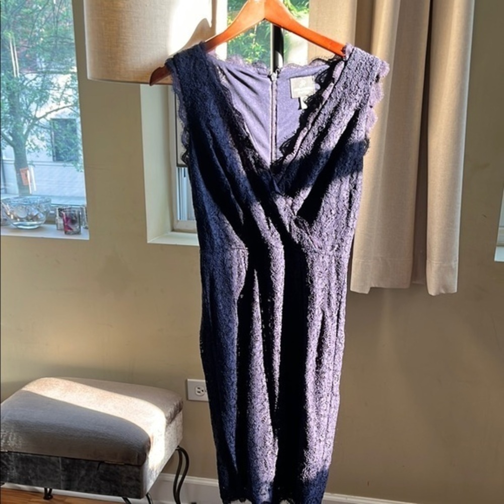 Adrianna Papell Navy Lace Midi Dress